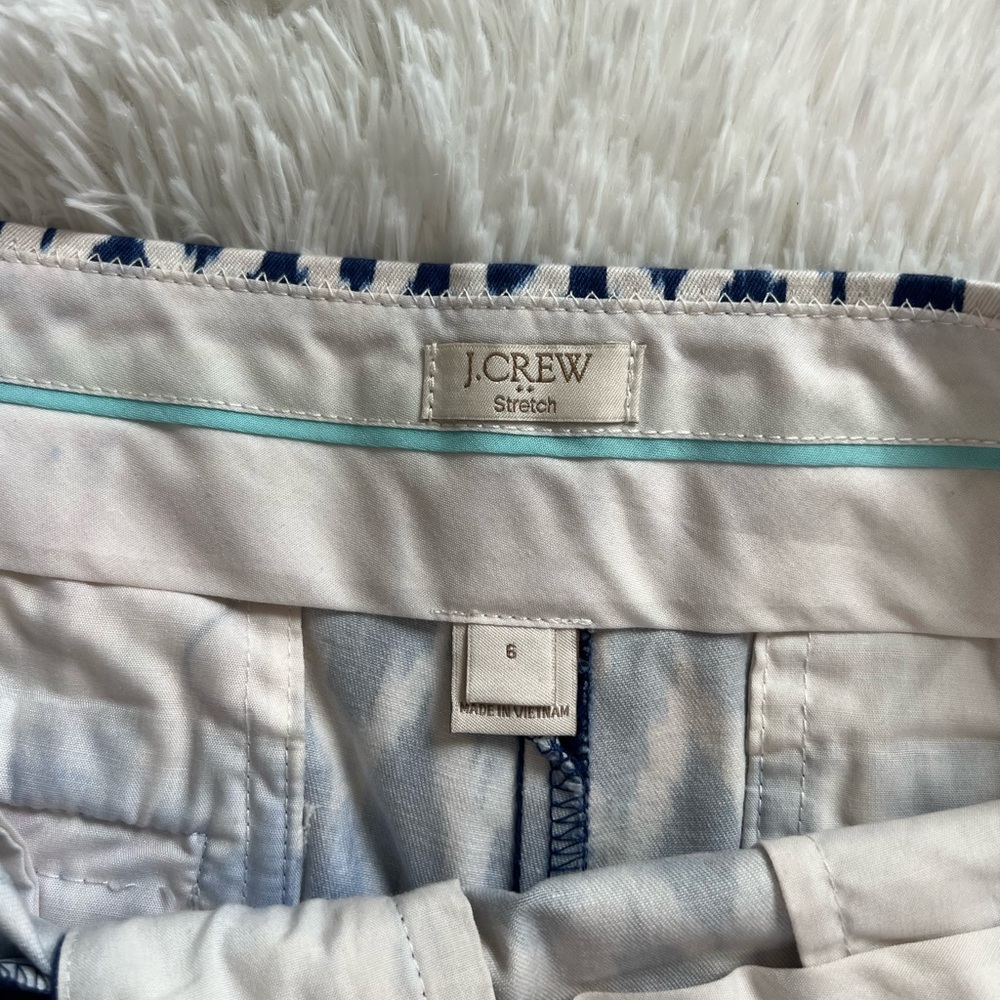 J. Crew High Waist Blue and White Zigzag Shorts - Picture 4 of 5